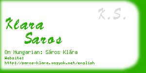 klara saros business card