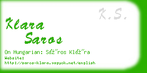 klara saros business card